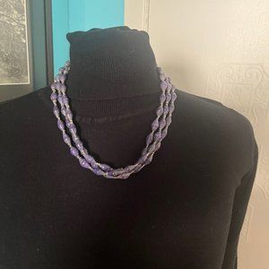 Purple Necklace Made with Recycled Paper Beads